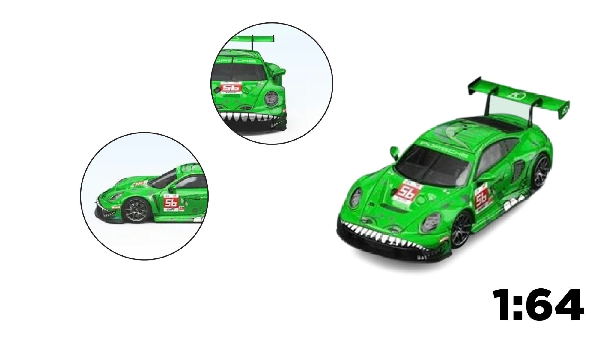 Mô hình xe Porsche 911 GT3 Tyrannosaurus Coating No.56 tỉ lệ 1:64 Star Race SR64019