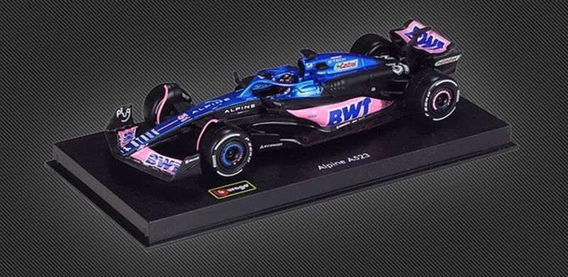 Mô hình xe đua F1 Formula BWT Alpine 2023 hộp mica có figure tỉ lệ 1:43 Bburago OT325