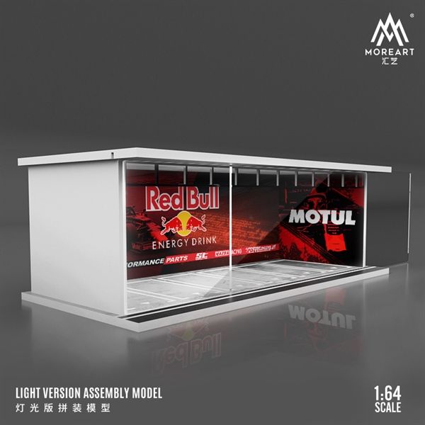 Hộp trưng bày mica mô phỏng showroom Redbull Motul - có đèn kích thước 30x13.3x10cm tỉ lệ 1:64 MoreArt MO914034