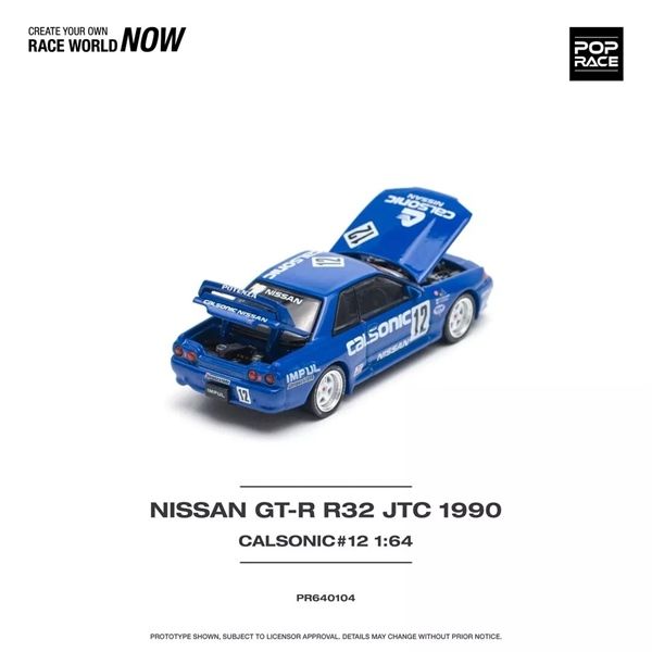 Mô hình xe Nissan GTR R32 JTC 1990 Calsonic Blue mở capo - mở cốp tỉ lệ 1:64 Poprace PR640104
