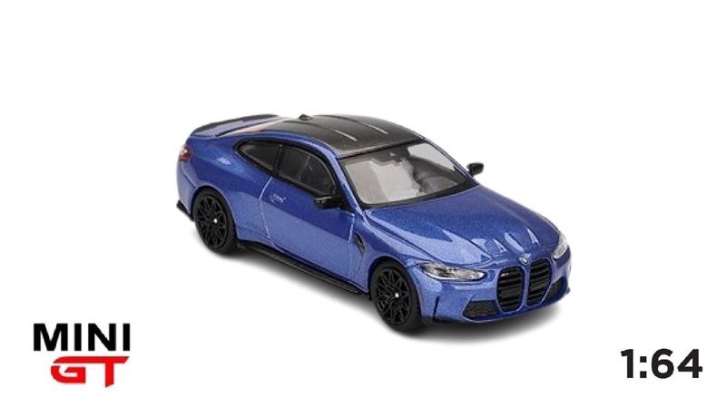 Mô hình xe BMW M4 Competition (G82) portimao Blue card tỉ lệ 1:64 minigt MGT00845-BL