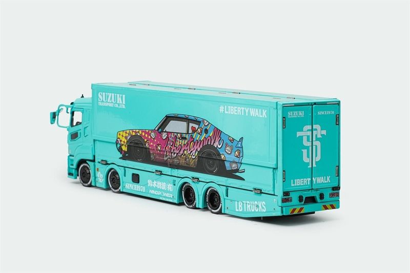 Mô hình xe Mitsubishi Fuso Super Great Transport LBWK Blue Truck tỉ lệ 1:64 GCD OT64189