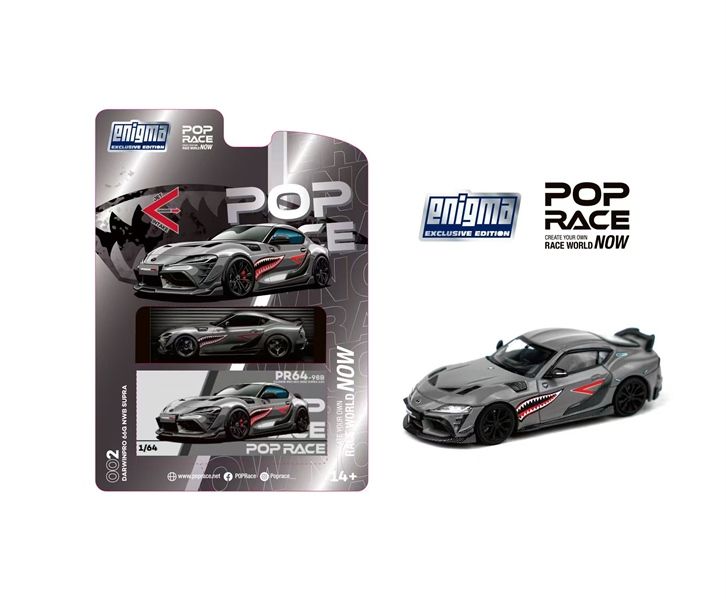 Mô hình xe Toyota Supra A90 Darwin Pro 66G NWB - Grey metallic bản card tỉ lệ 1:64 Poprace PRE64002