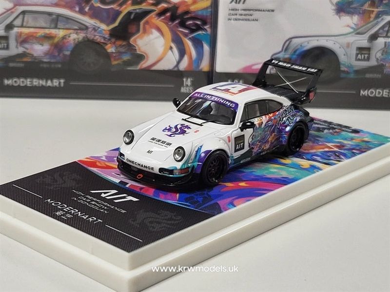 Mô hình xe Porsche 964 RWB Rauth Welt high tail blue Dragon tỉ lệ 1:64 Modern Art More Art MD640870