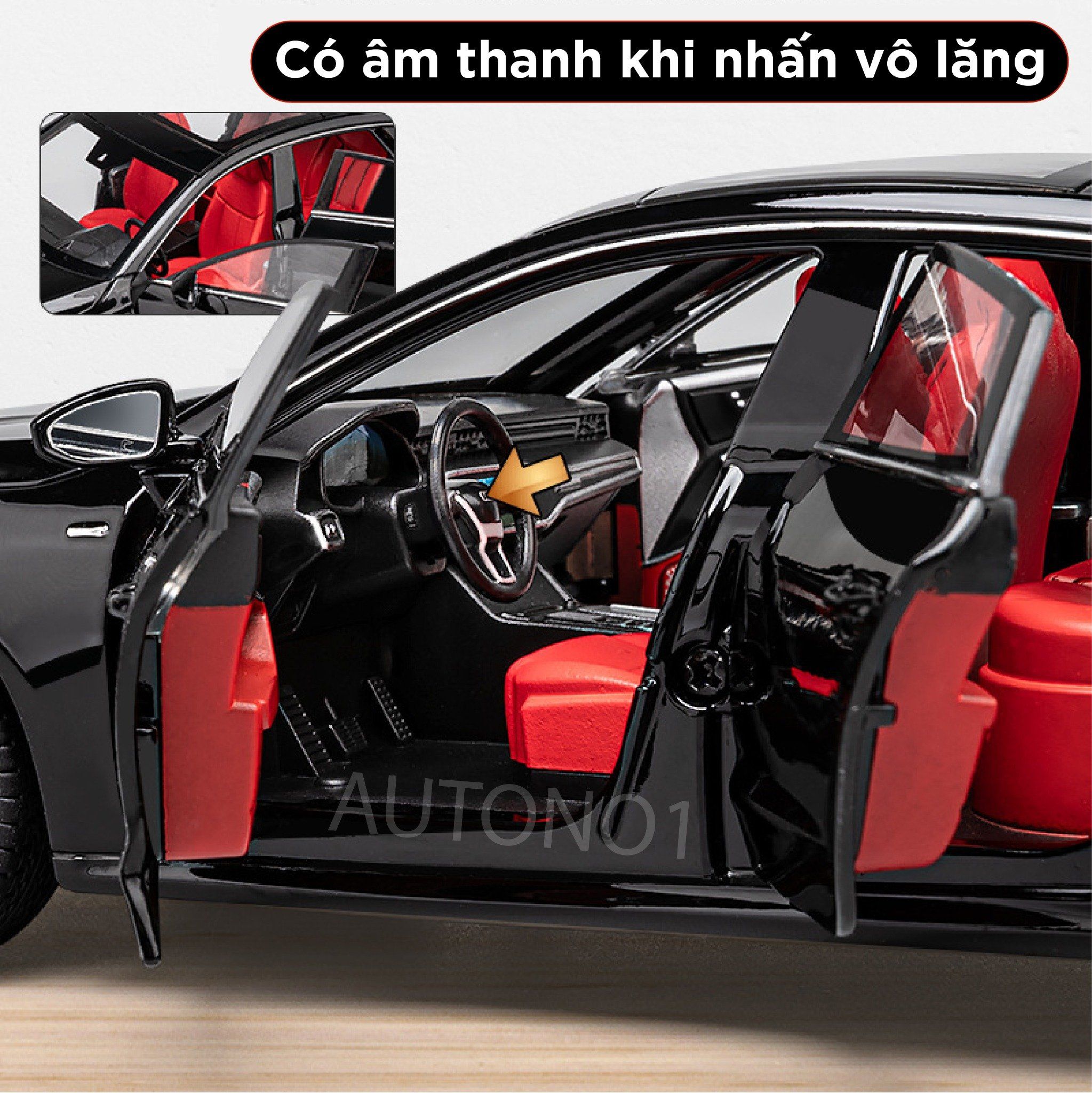 Mô hình xe Audi A7 full open, đánh lái được, có đèn và âm thanh tỉ lệ 1:24 Chezhi OT420