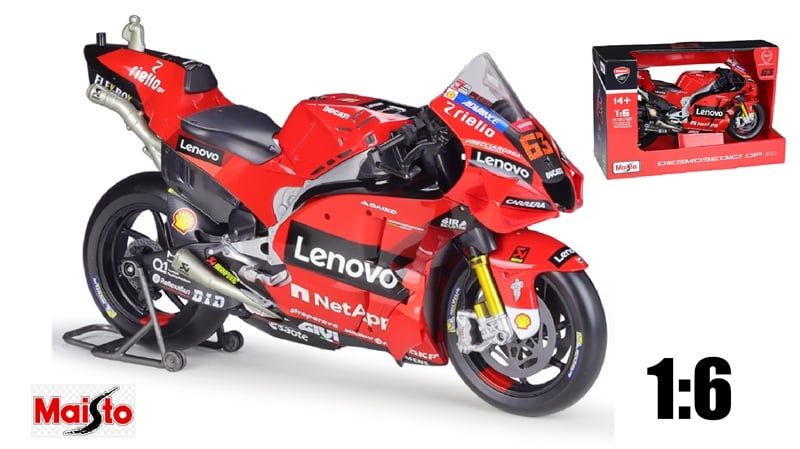 Mô hình xe mô tô Ducati Lenovo Racing Team 2022 tỉ lệ 1:6 Maisto 32229 MT048