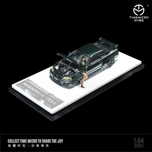 Mô hình Nissan Skyline GTR34 Z-tune Dark Green tỉ lệ 1:64 Time Micro TM643432