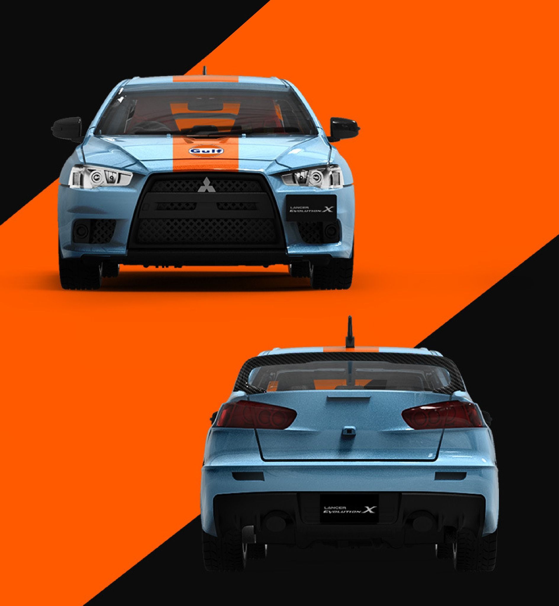 Mô hình xe Mitsubishi EVO 10th generation Gulf Oil tỉ lệ 1:64 Time Micro