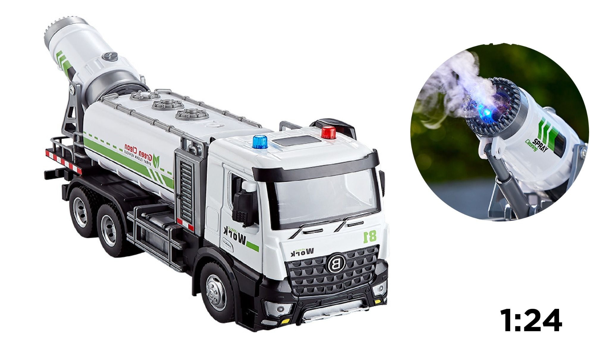 Mô hình xe tưới cây xanh có phun khói tỉ lệ 1:24 Metal DieCast OT497