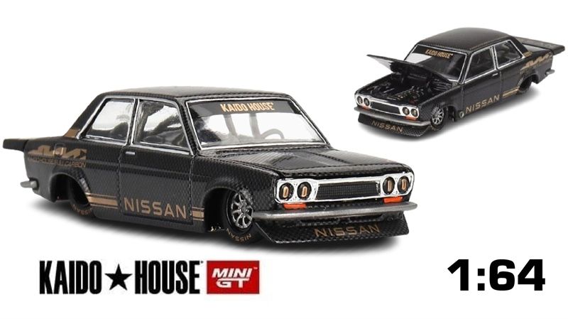 Mô hình xe Datsun 510 Pro Street Full Carbon V1 tỉ lệ 1:64 Kaido House KHMG110
