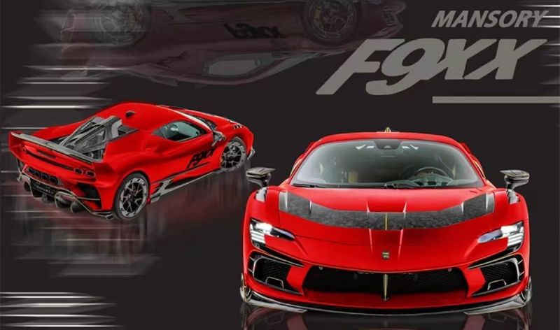 Mô hình xe Ferrari Mansory F9XX Stradale Hardtop Red tỉ lệ 1:64 có đế và hộp mica HKM Premium HKM-F9XX-2