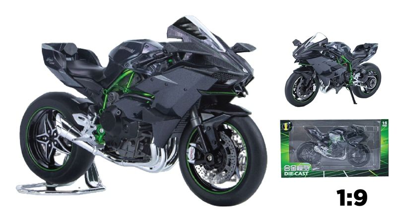 Mô hình xe Kawasaki Ninja H2 H2R tỉ lệ 1:9 Huayi Alloy 8134