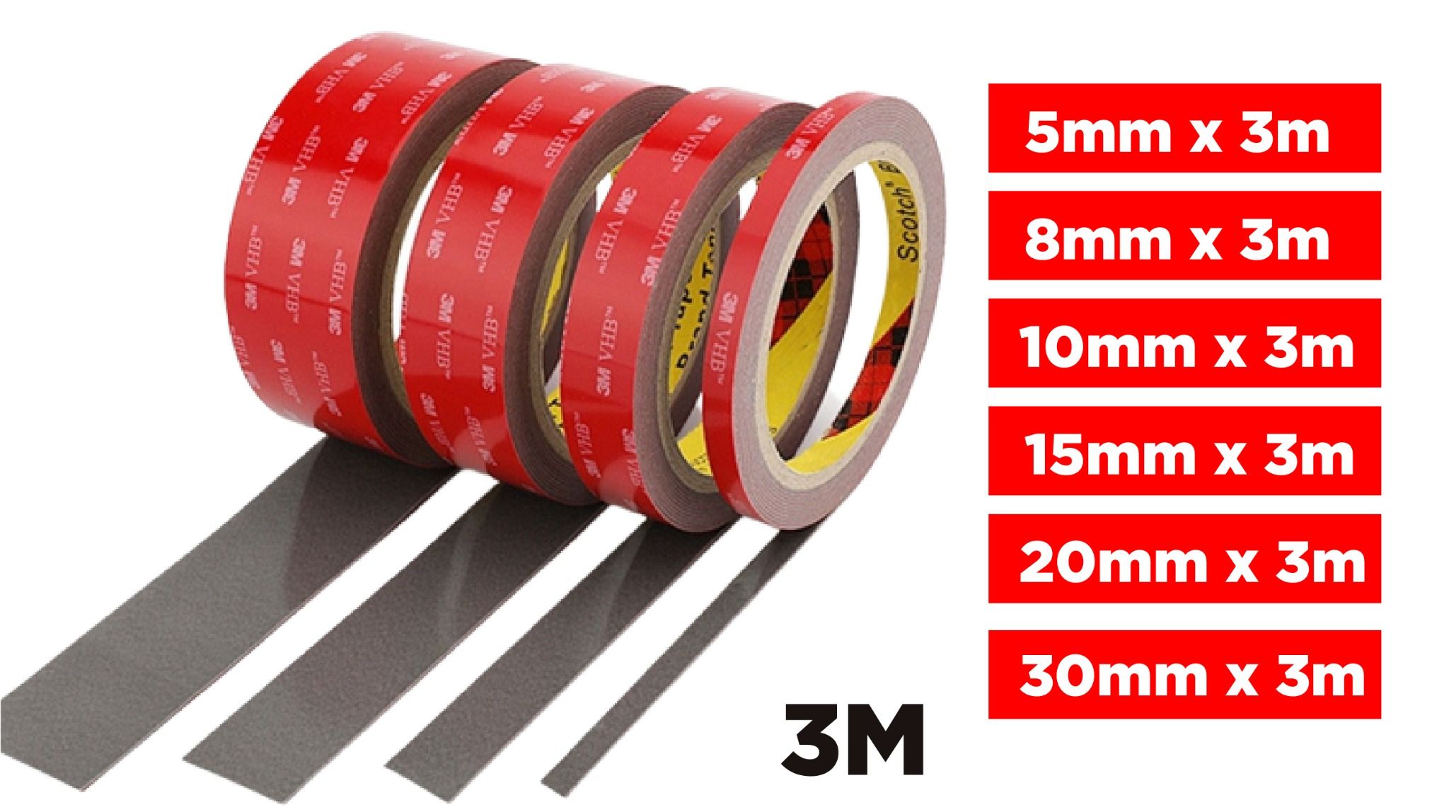 Băng keo 3M 2 mặt cường lực dài 3m dày 1mm PK371
