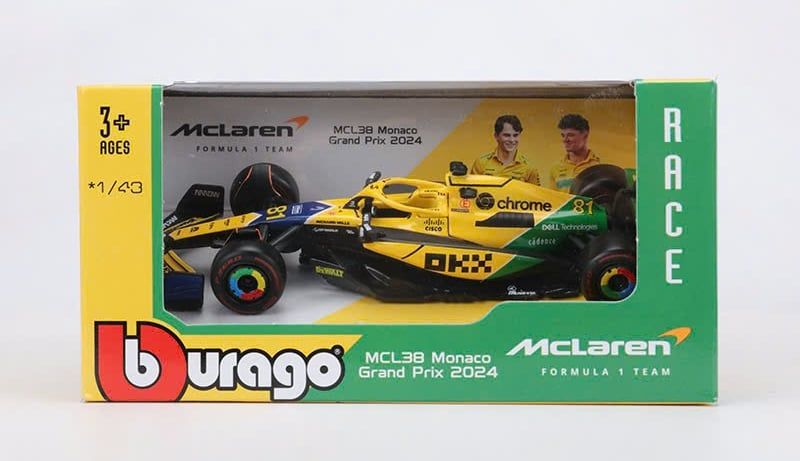Mô hình xe F1 McLaren MCL38 Senna Monaco tỉ lệ 1:43 Bburago OT43020