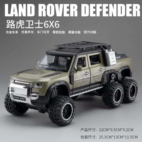 Mô hình xe Land Rover Defender 6x6 Offroad có đèn có âm thanh tỉ lệ 1:24 Chezhi OT430