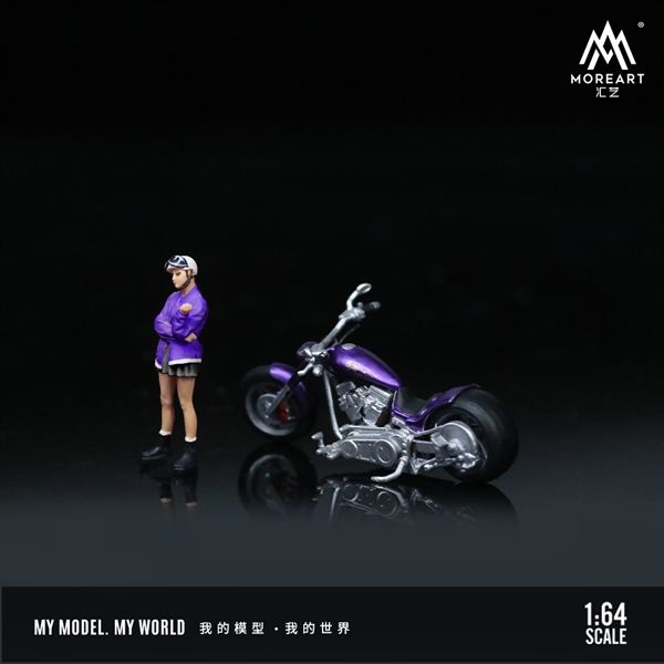 Mô hình nhân vật và xe Harley Purple Flame Fashion Girl Motorcycle Doll Set tỉ lệ 1:64 MoreArt MO222118