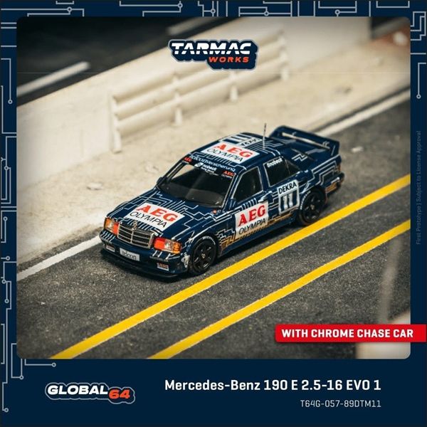 Mô hình xe Mercedes-Benz 190 E 2.5-16 EVO 1, DTM 1989, Dany Snobeck with box tỉ lệ 1:64 Tarmac Works T64G-057-89DTM11