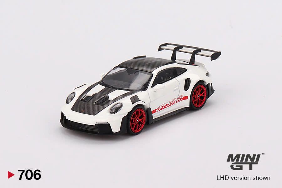 Mô hình xe Porsche 911 (992) GT3 RS Weissach Package White with Pyro Red tỉ lệ 1:64 MINIGT MGT00706-BL