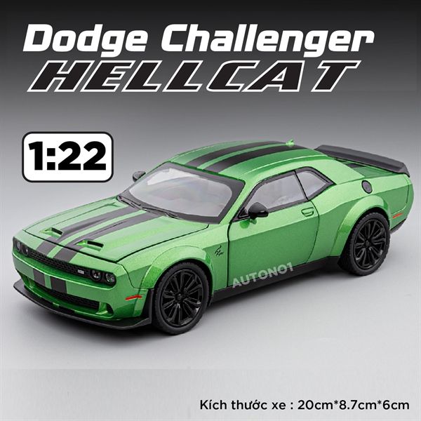 Mô hình xe Dodge Challenger Hellcat full open - có đèn - âm thanh tỉ lệ 1:22 Jiaye model OT584