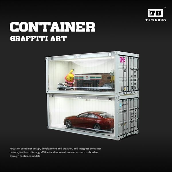 Hộp trưng bày container lắp ráp ONE ( Ocean Network Express ) 36x13.3x14 có đèn, nắp mica tỉ lệ 1:64 Time Box-MoreArt TB400101