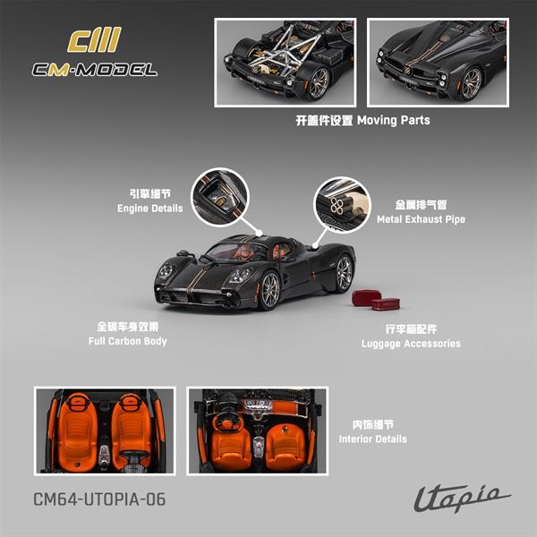 Mô hình xe Pagani Utopia mở được nắp máy - có phụ kiện tỉ lệ 1:64 CM model CM64-UTOPIA-06