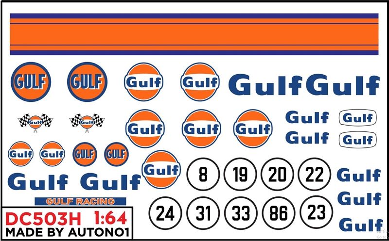 DECAL NƯỚC DECAL NƯỚC GULF RACING 1:64 AUTONO1 DC503H