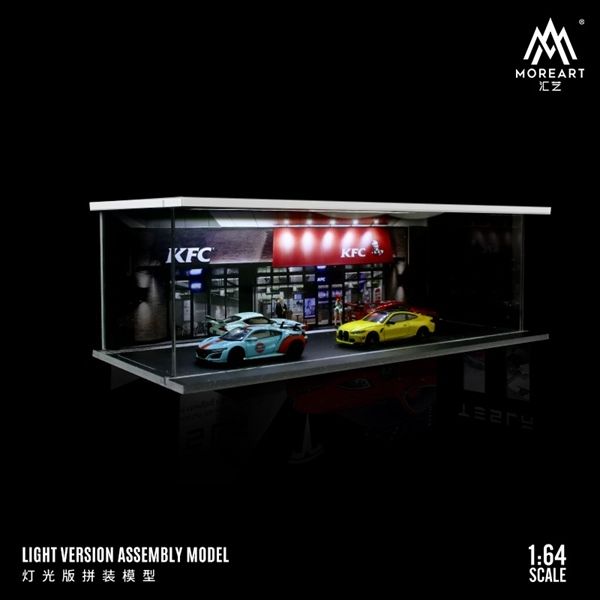 Hộp trưng bày mica mô phỏng cửa hàng KFC kích thước 30x13.3x10cm tỉ lệ 1:64 MoreArt MO914204