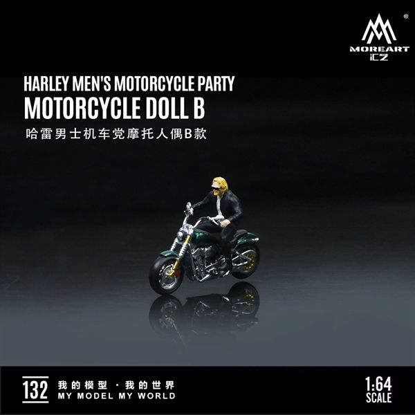 Mô hình xe và nhân vật figure Harley men's motorcycle party green tỉ lệ 1:64 MoreArt MO222132