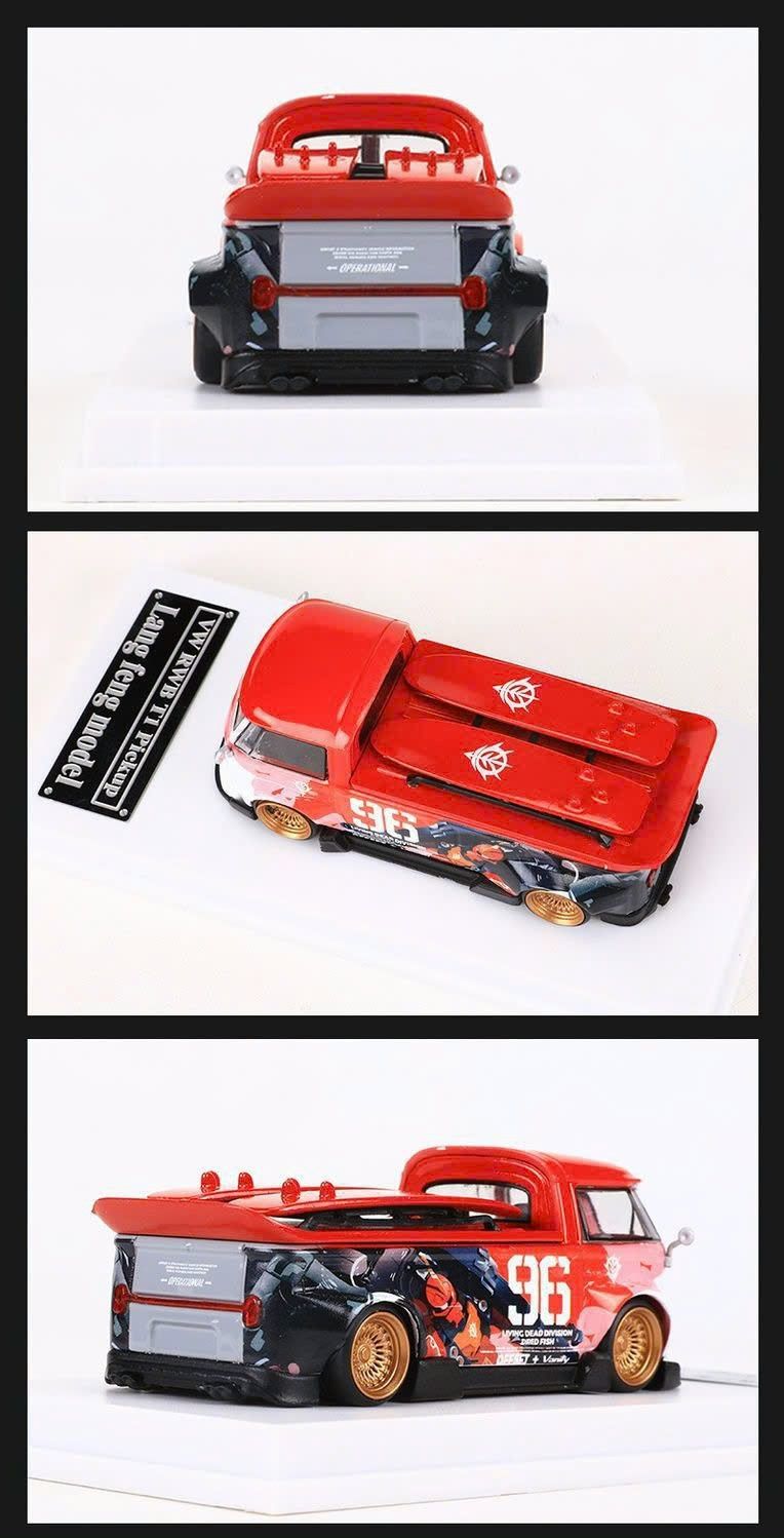 Mô hình xe Volkswagen Bus T1 RWB Wide Body Modified Pickup Cartoon Painted có hộp mica tỉ lệ 1:64 LangFeng Model 43-T1-15