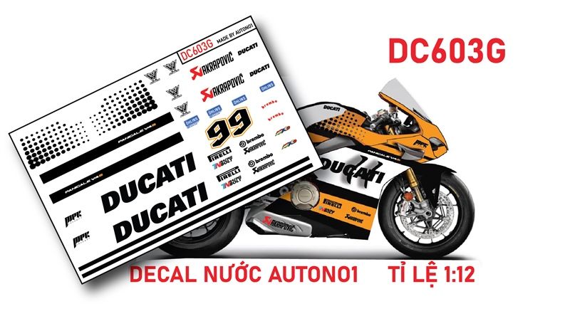  Decal nước độ Ducati Panigale V4S Mpr Concept tỉ lệ 1:12 Autono1 DC603g 