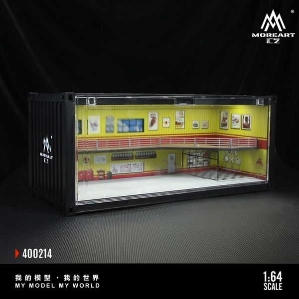 Hộp trưng bày container mô phỏng Repair shop scene F model có tầng - có đèn 38.7x16x16.5cm tỉ lệ 1:64 MoreArt MO400214