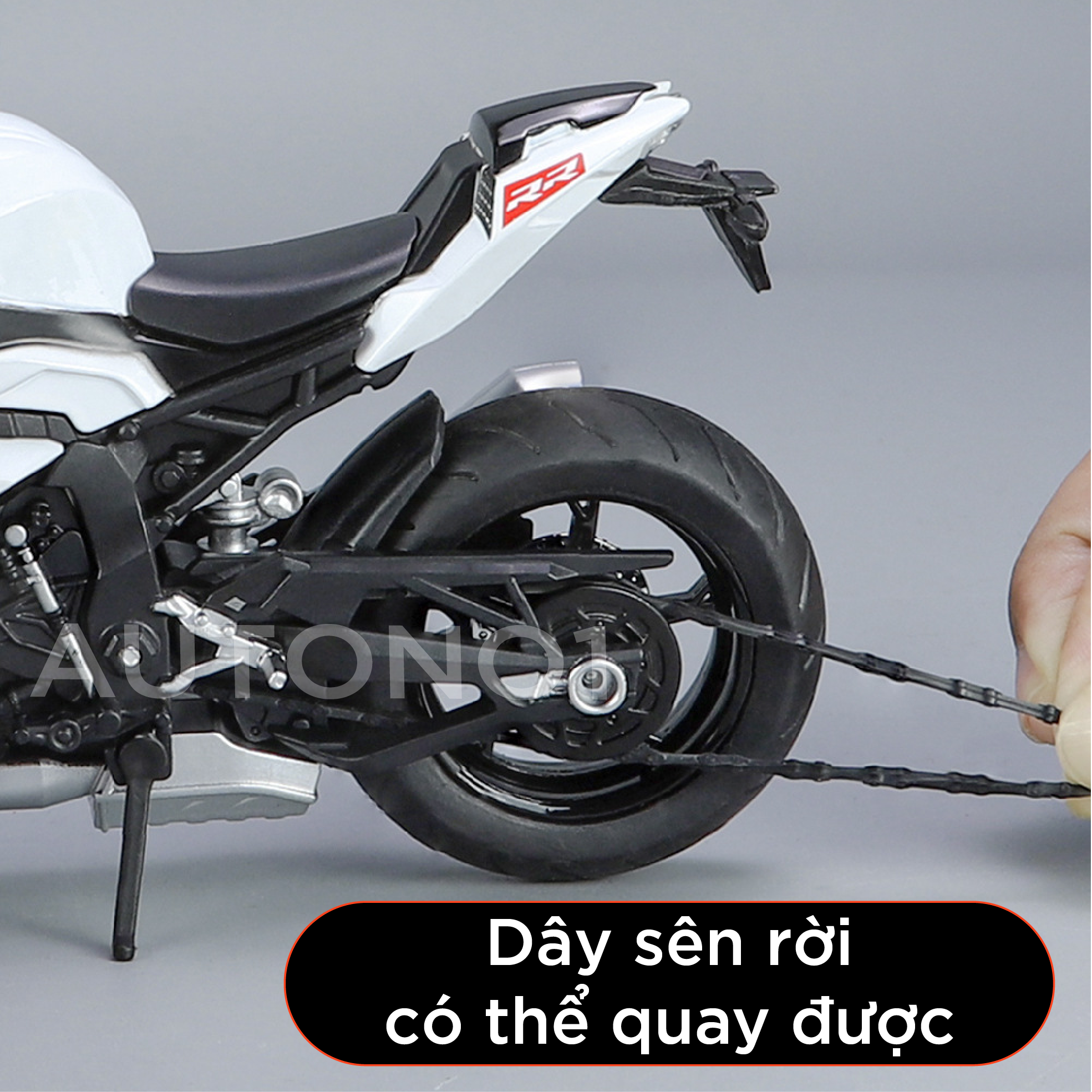 Mô hình xe BMW S1000RR 2024 có cánh gió tỉ lệ 1:12 Huayi Alloy MT070