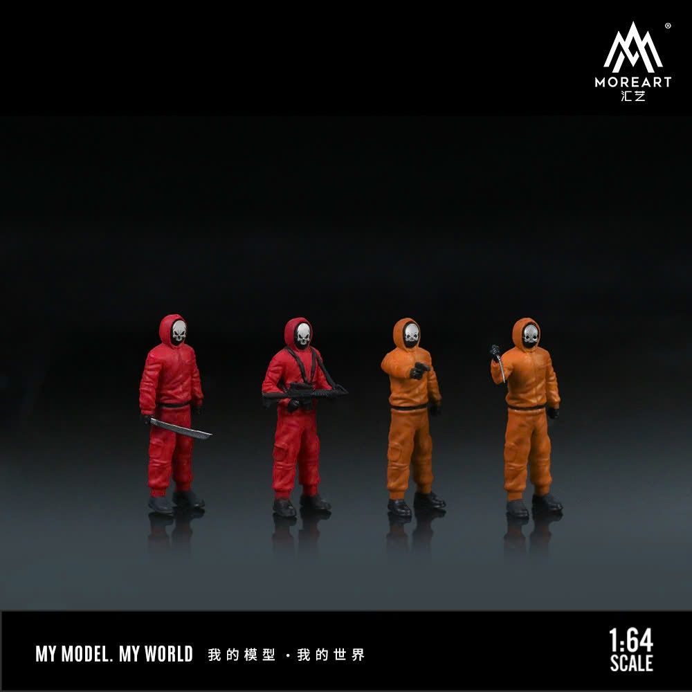 Mô hình set nhân vật 4 người Terrorist áo cam có hung khí tỉ lệ 1:64 MoreArt MO223038