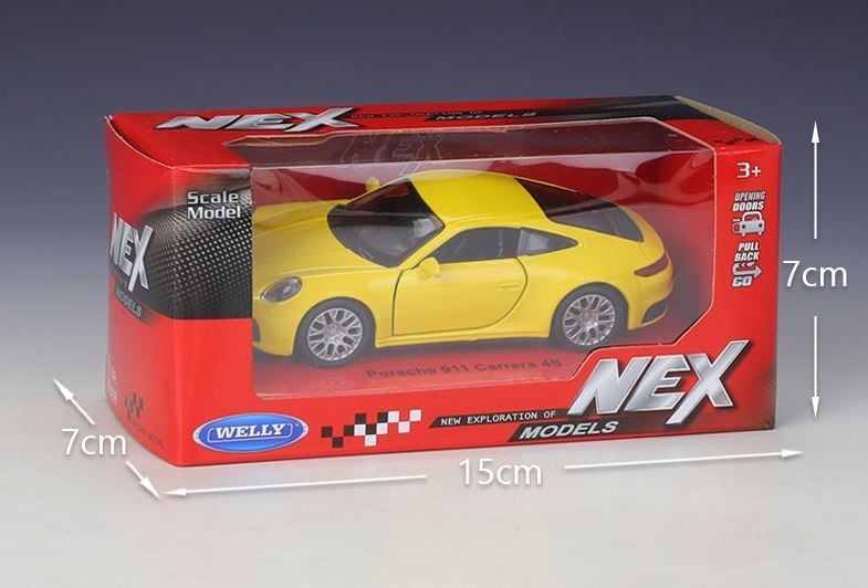Mô hình xe Porsche 911 Carrera 4s Yellow 1:36 Welly OT011