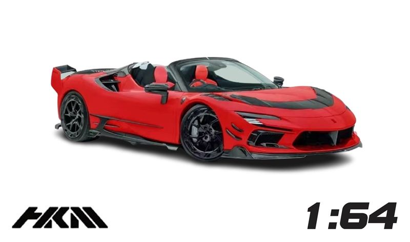Mô hình xe Ferrari Mansory F9XX Stradale Convertible Red tỉ lệ 1:64 có đế và hộp mica HKM Premium HKM-F9XX-4