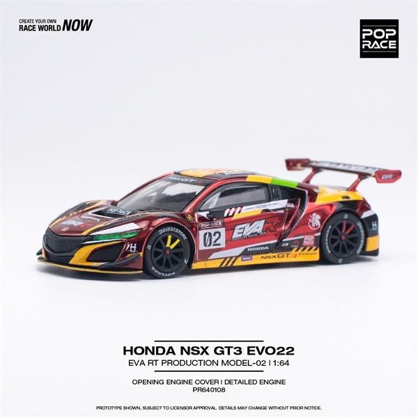 Mô hình xe Honda NSX GT3 eva rt production model-02 tỉ lệ 1:64 Poprace PR6400108