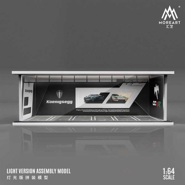 Hộp trưng bày mica mô phỏng showroom Koenigsegg - có đèn kích thước 30x13.3x10cm tỉ lệ 1:64 MoreArt MO644051