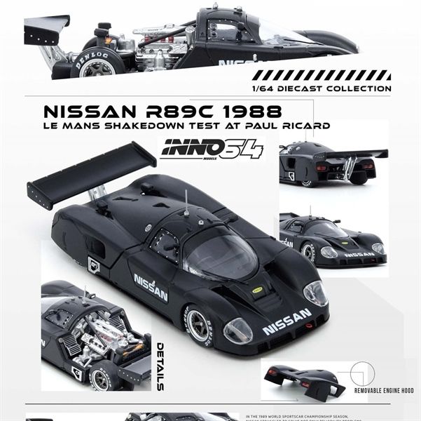 Mô hình xe Nissan R89C Le Mans Shakedown Test at Paul Ricard 1988 tỉ lệ 1:64 Inno64