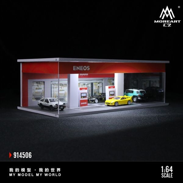 Hộp trưng bày mô phỏng trạm xăng dầu ENEOS có đèn - mica bảo vệ tỉ lệ 1:64 MoreArt MO914506