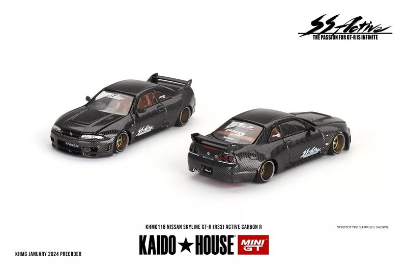 Mô hình xe Nissan GT-R (R33) Active Carbon R tỉ lệ 1:64 Kaido House x MiniGT KHMG116
