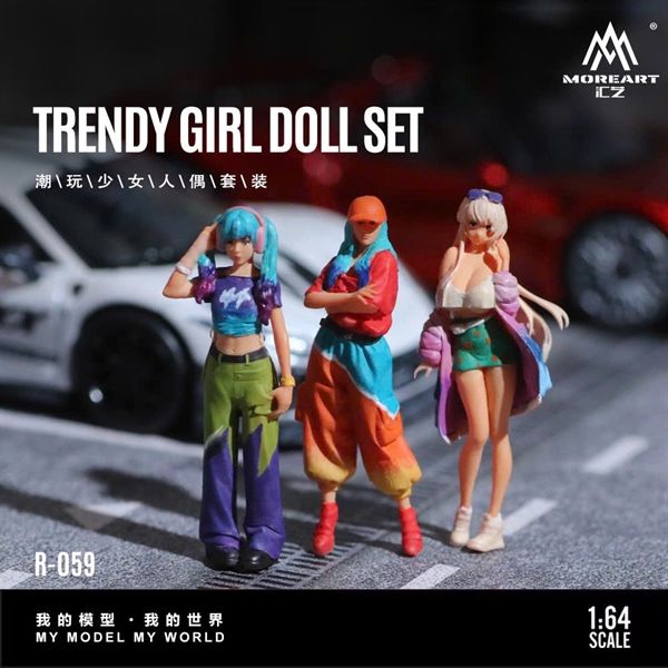 Mô hình set nhân vật 3 cô gái Trendy Girl doll set resin tỉ lệ 1:64 MoreArt MO223059