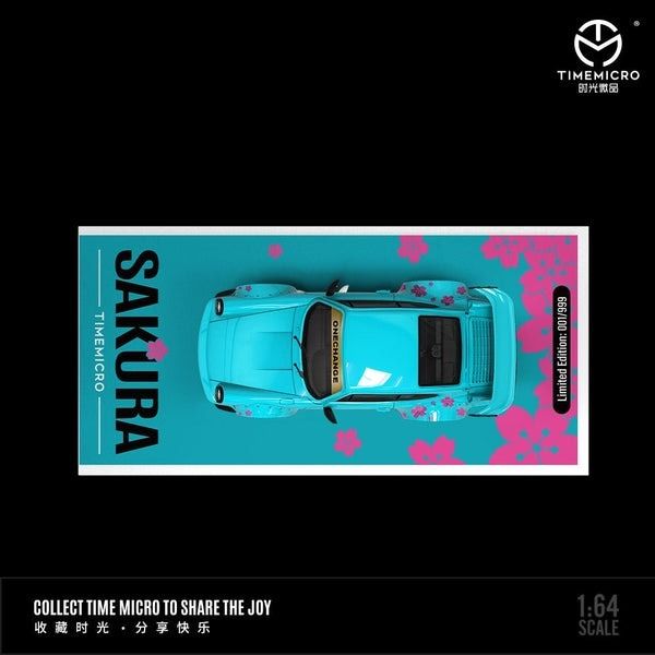 Mô hình xe Porsche 964 Rauth Welt RWB SAKURA Blue Ordinary tỉ lệ 1:64 Time micro TM640862