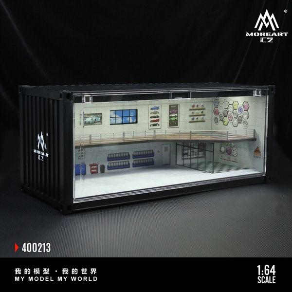 Hộp trưng bày container mô phỏng Repair shop scene F model có tầng - có đèn 38.7x16x16.5cm tỉ lệ 1:64 MoreArt MO400213