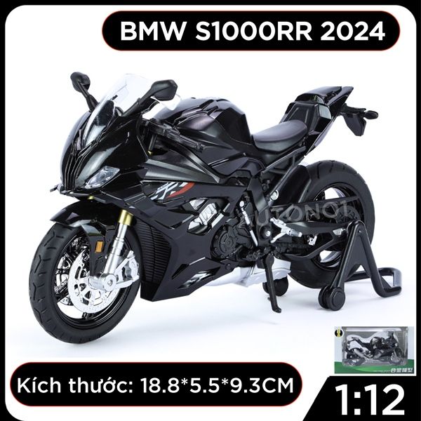 Mô hình xe BMW S1000RR 2024 có cánh gió tỉ lệ 1:12 Huayi Alloy MT070