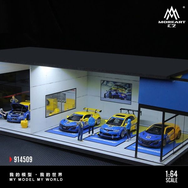 Hộp trưng bày mô phỏng Garage SPOON có đèn - mica bảo vệ tỉ lệ 1:64 MoreArt MO914509