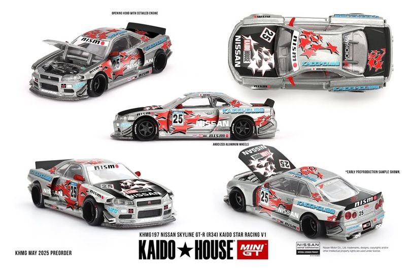 Mô hình xe Nissan Skyline GT-R R34 Kaido Star Racing V1 1:64 Kaidohouse KHMG197
