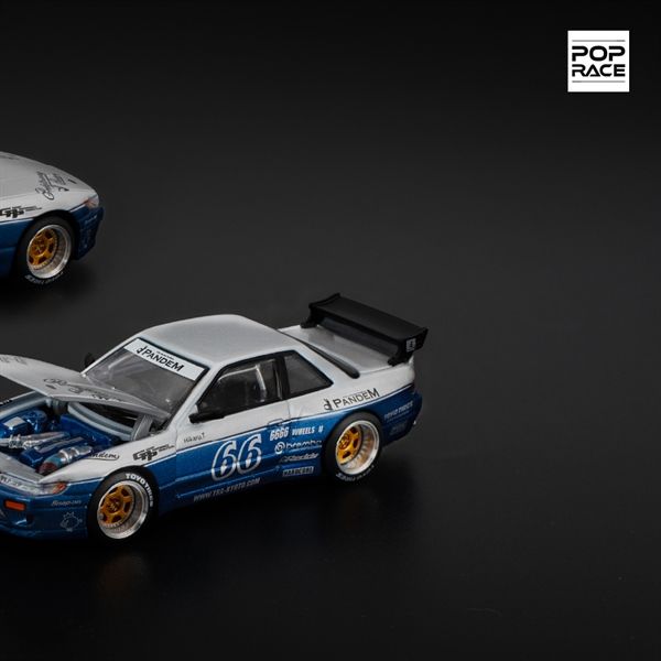 Mô hình xe Pandem Silvia S13 Moontech Blue tỉ lệ 1:64 PopRace R640264