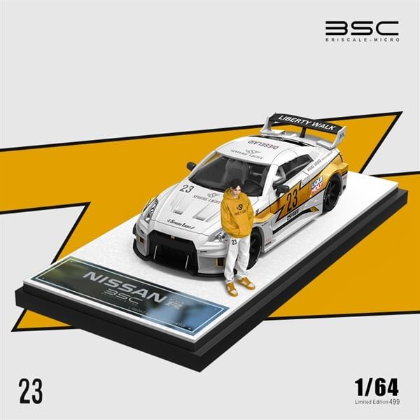 Mô hình xe H300 Trailer + Nissan GTR R35 Silhouette LB WORKS Livery Lightning 23 tỉ lệ 1:64 Briscale Micro BSC641530 - BSC647212