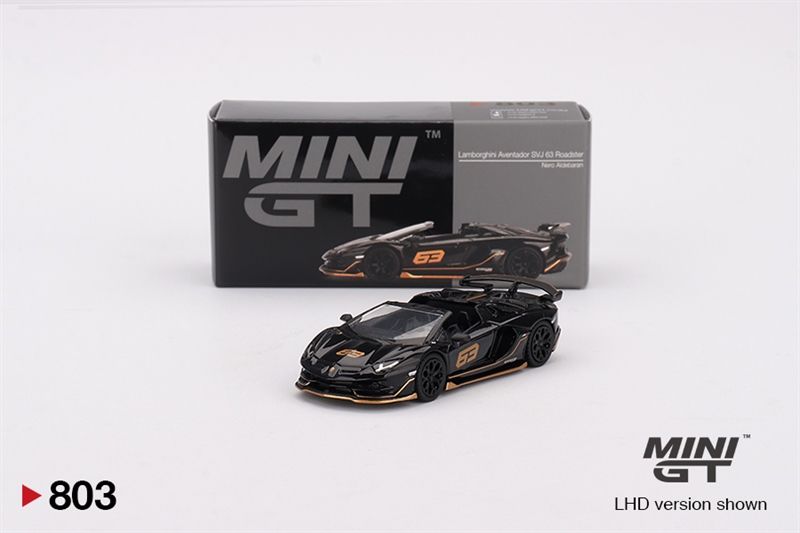 Mô hình xe Lamborghini Aventador SVJ 63 Roadster Nero Aldebaran tỉ lệ 1:64 MiniGT MGT00803-CH