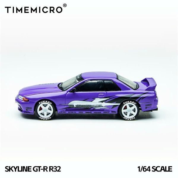 Mô hình xe Nissan Skyline GT-R R32 Los Santos Drift - Purple tỉ lệ 1:64 Time Micro TM644141